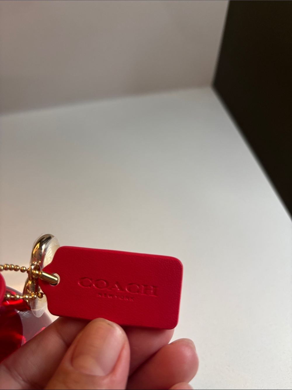 Coach love Red Glass Bottle with Gold Cap and Heart Charm - Picture 6 of 6